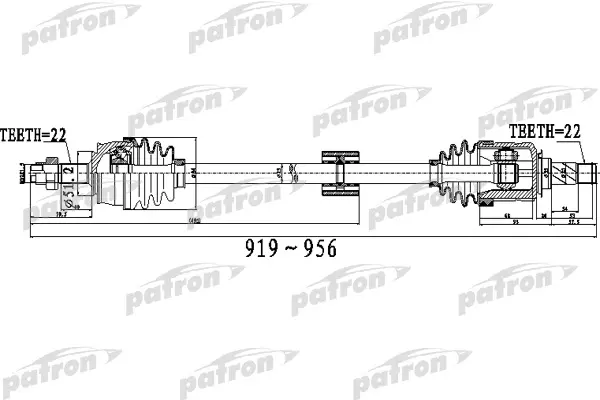 

Полуось передний мост справа 22x919x51,2x22 OPEL CORSA D 1.0 1,2 06- МКПП PATRON PDS0527