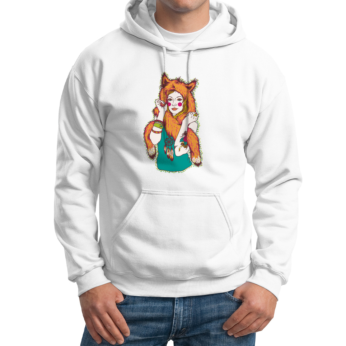 

Худи унисекс CoolPodarok лиса белое 54 RU, M0113603