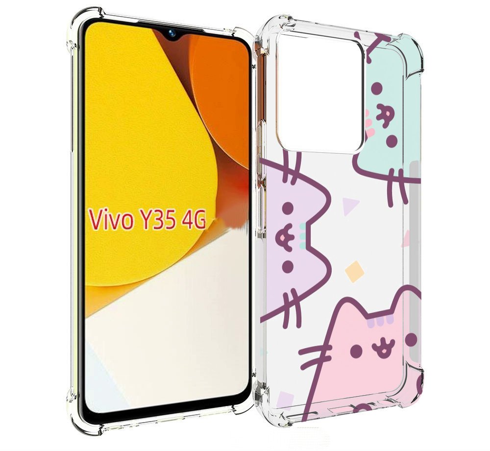 

Чехол MyPads котики зеленый фиолетовый розовый женский для Vivo Y35 4G 2022 / Vivo Y22, Прозрачный, Tocco