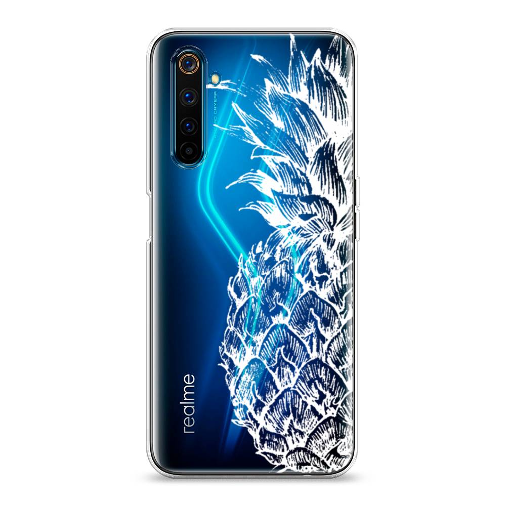 фото Силиконовый чехол "ананас графика белая" на realme 6 pro awog