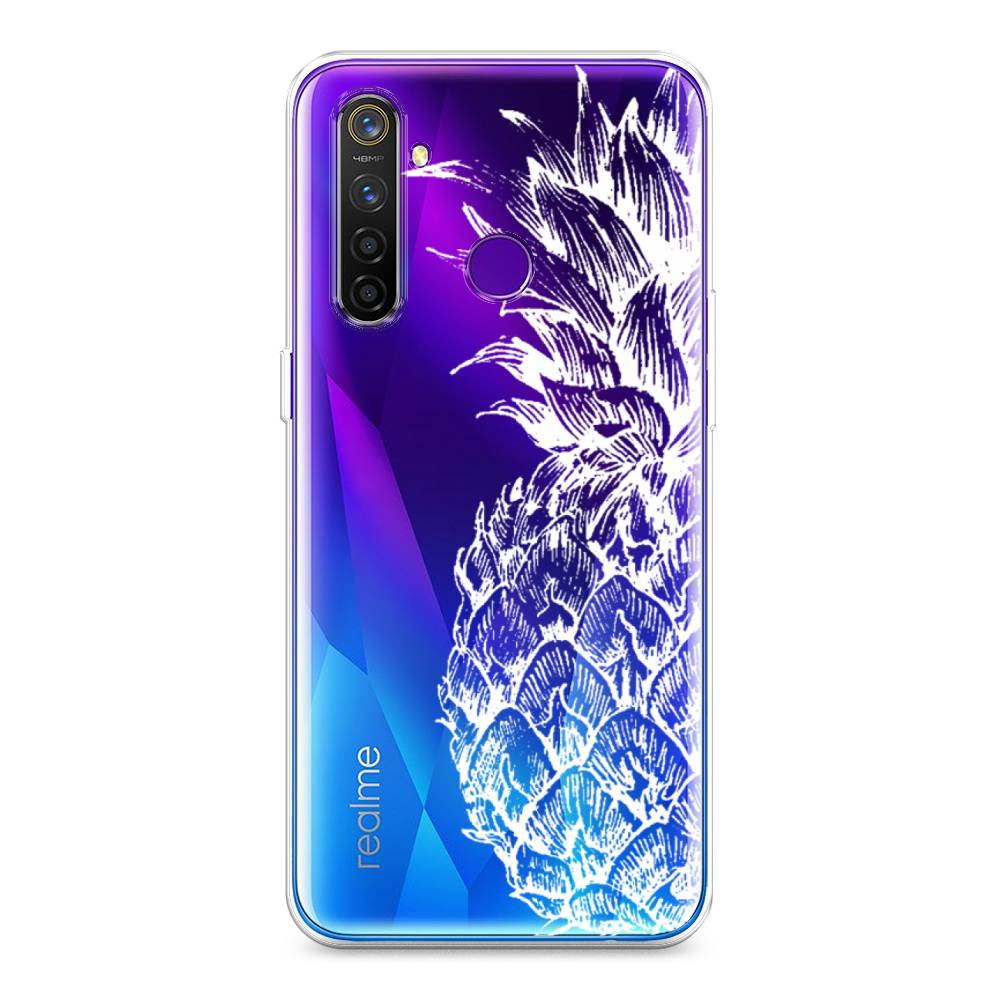 

Чехол Awog на Realme 5 Pro "Ананас графика белая", Разноцветный, 251650-10