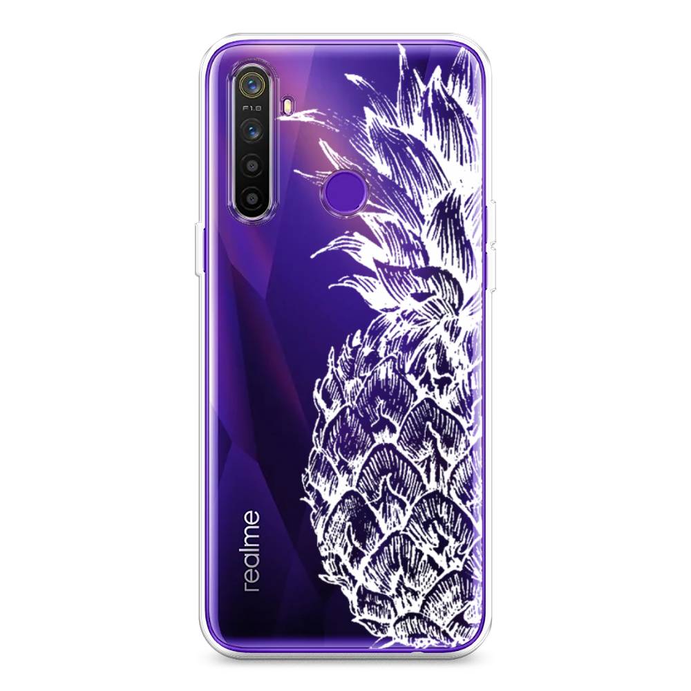 Чехол Awog на Realme 5 Ананас графика белая