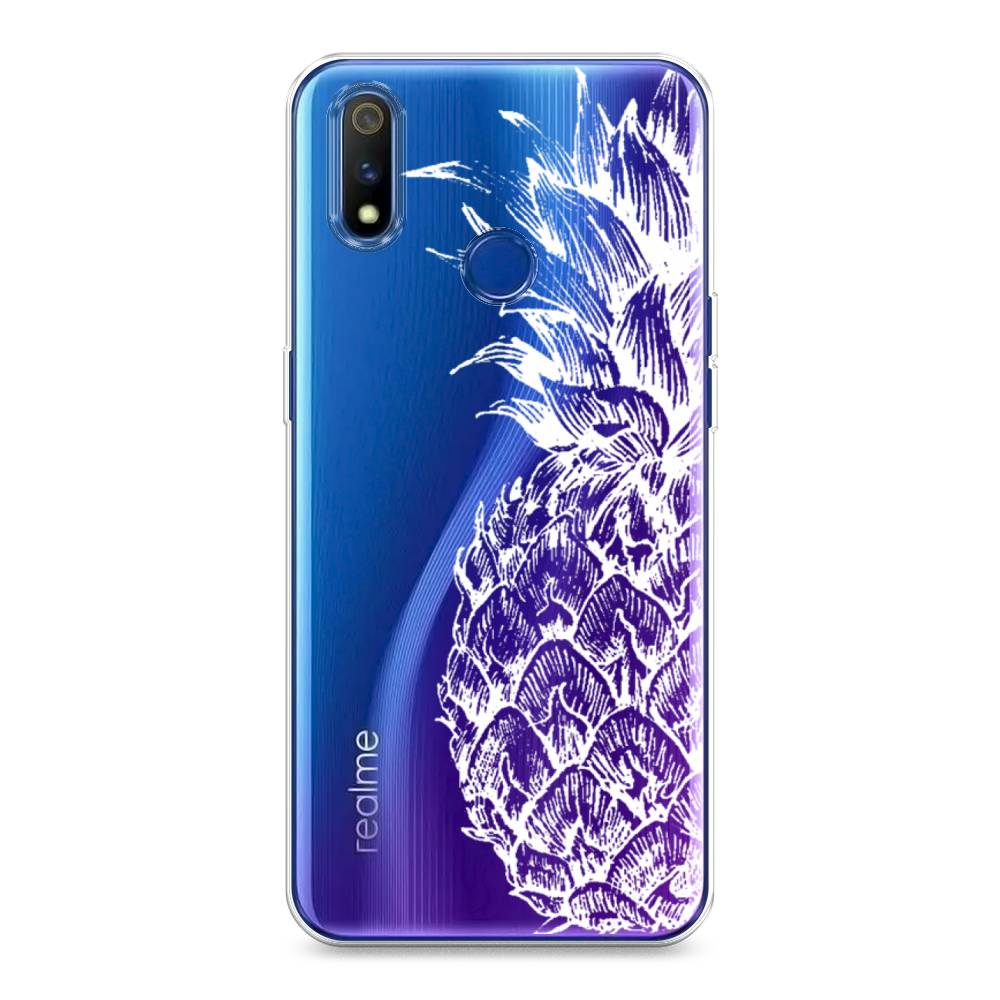 фото Силиконовый чехол "ананас графика белая" на realme 3 pro awog