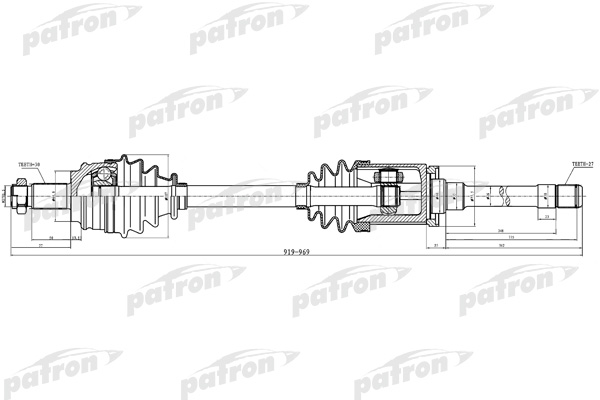 Полуось передн прав 30x944x64,8x27 BMW: X3 04- PATRON PDS0380 100024471159