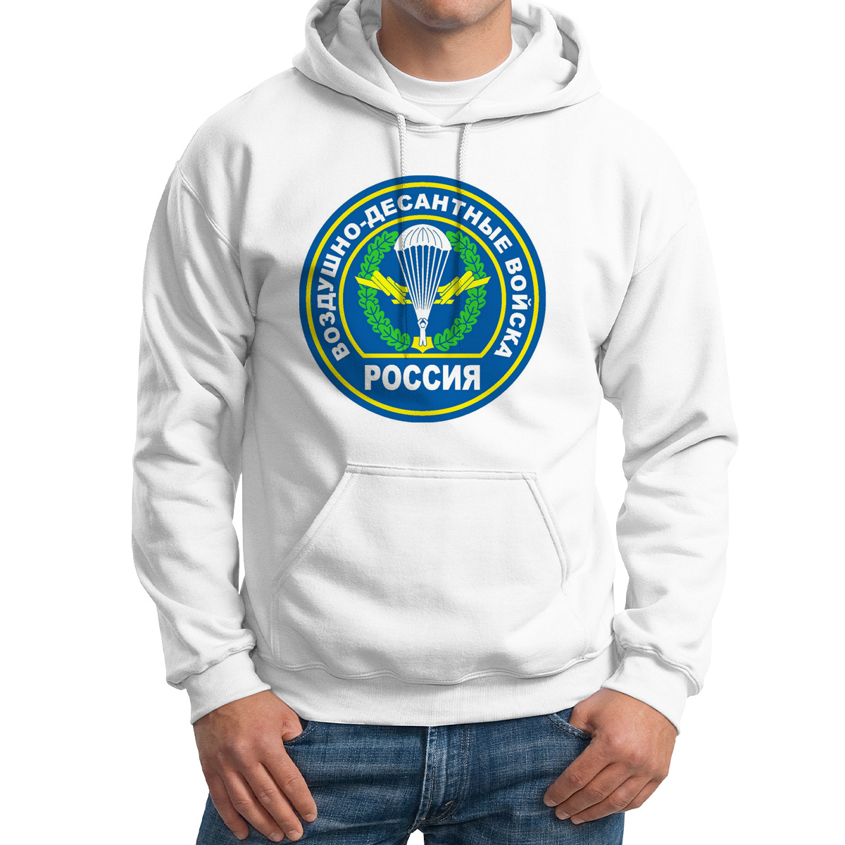 

Худи унисекс CoolPodarok ВДВ Россия белое 54 RU, M0113590