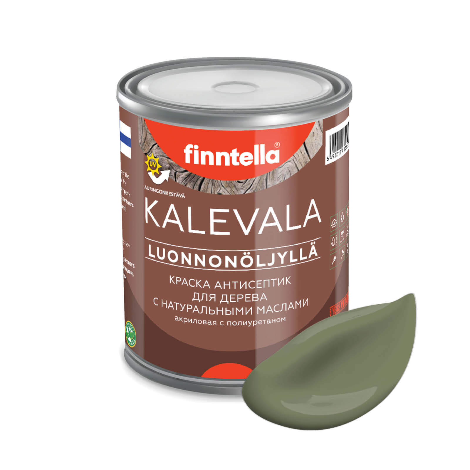 

Краска для дерева и деревянных фасадов FINNTELLA KALEVALA, с натуральным маслом и полиурет, Зеленый, KALEVALA NLC