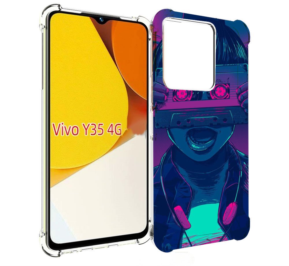

Чехол MyPads киберпанк с кассетой для Vivo Y35 4G 2022 / Vivo Y22, Прозрачный, Tocco