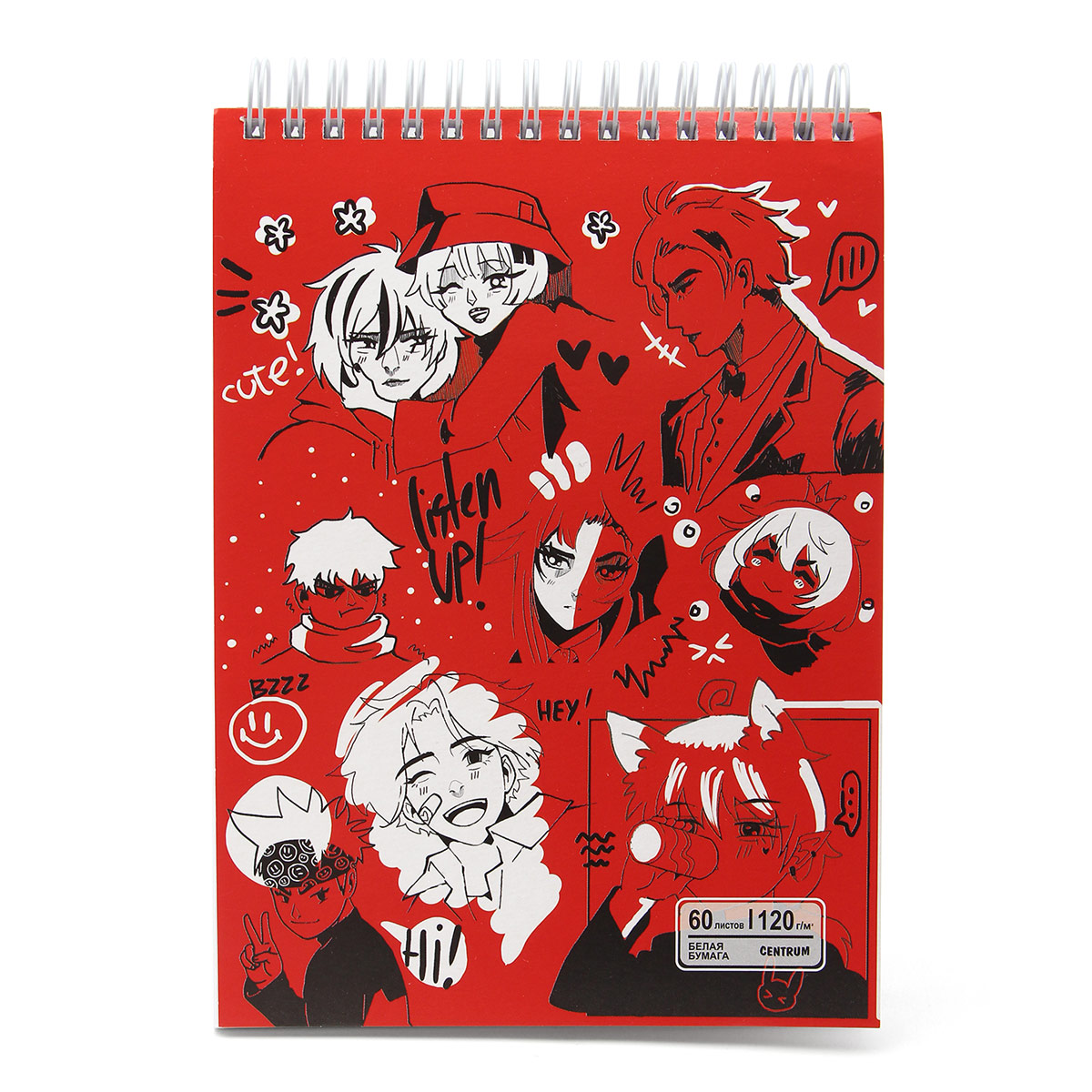 Скетчбук Аниме красный, формат А5, 60 листов 1 шт