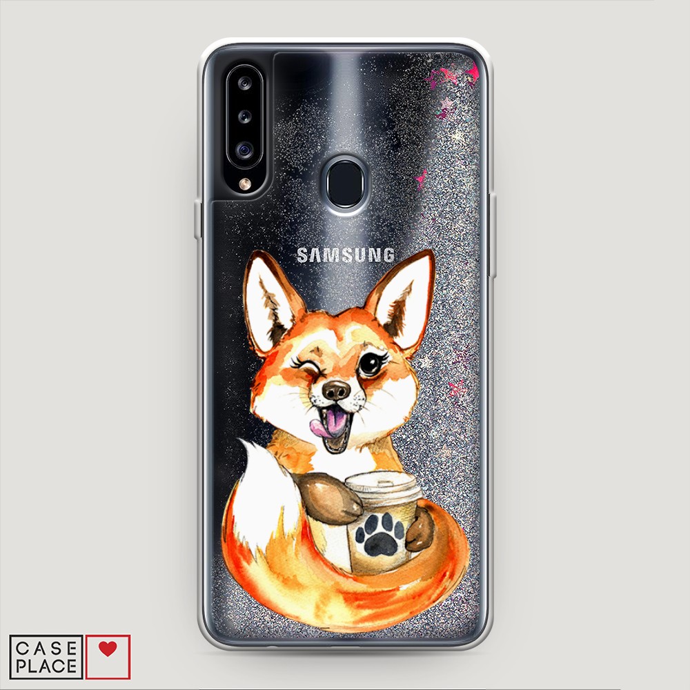 

Чехол Awog на Samsung Galaxy A20s / Самсунг A20s "Подмигивающая лиса с кофе", 2100891-1