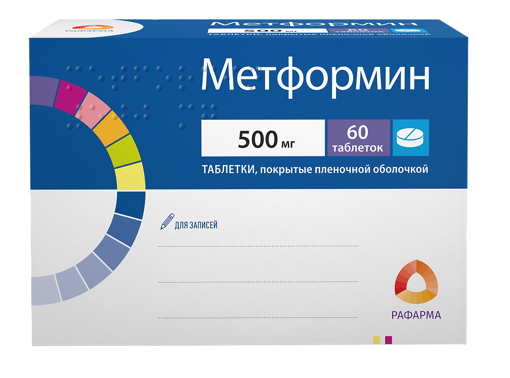 

Метформин таблетки 500 мг 60 шт., Рафарма