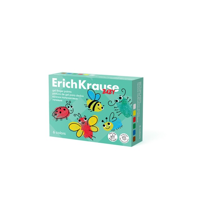 

Краски пальчиковые, 4 цвета х 35мл ErichKrause "Baby", с Алоэ Вера, картон