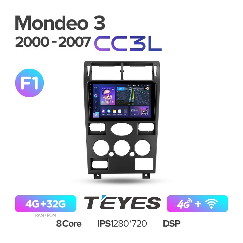 Автомобильная магнитола Teyes CC3L 4/32Гб Ford Mondeo 3 2000-2007 кондиционер ANDROID