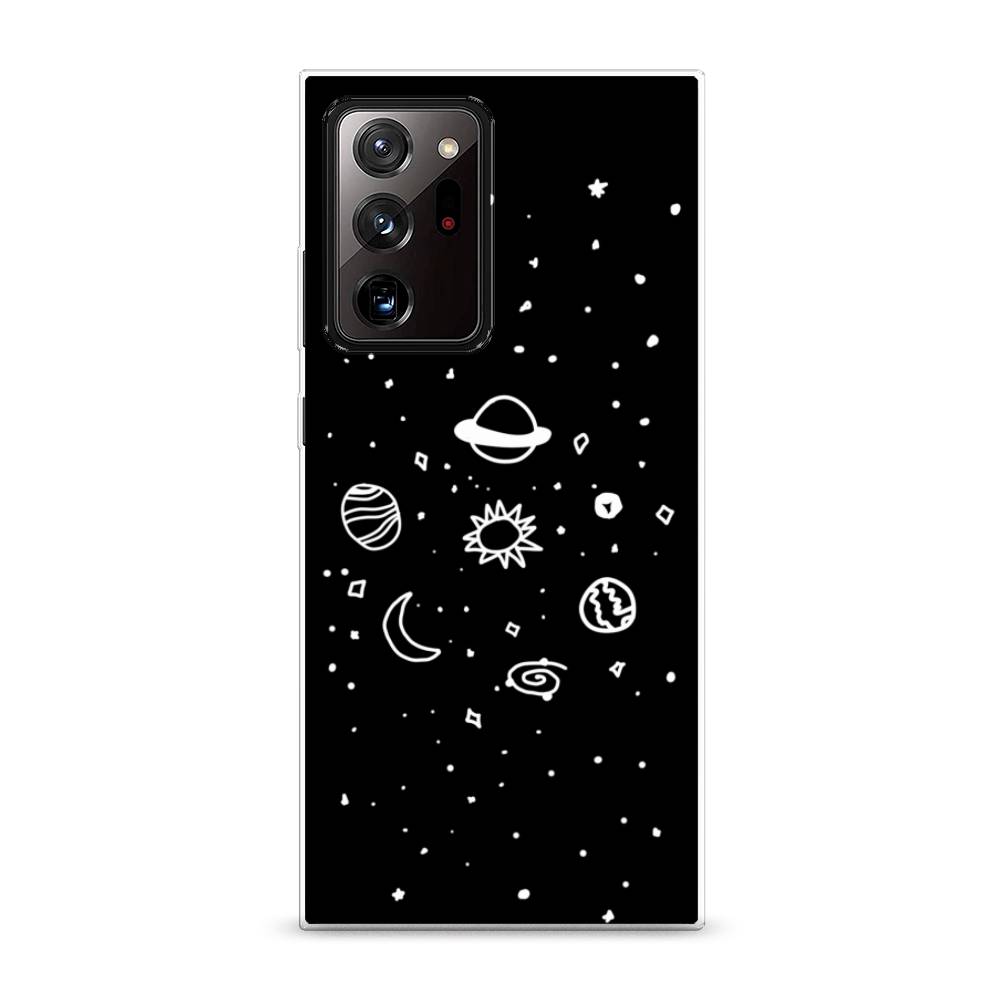 

Чехол на Samsung Galaxy Note 20 Ultra "Дудл солнечной системы", Бежевый;серый, 2101050-2