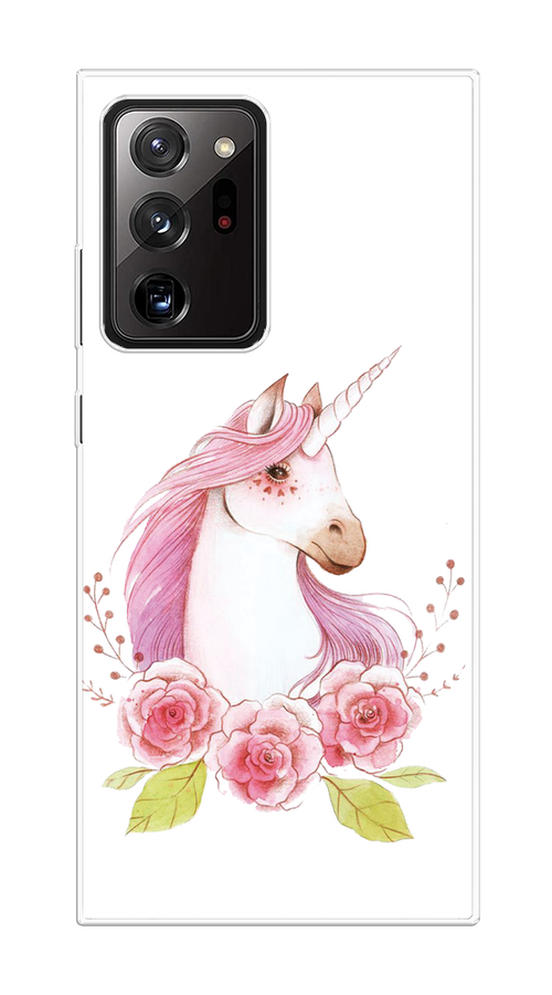 

Чехол на Samsung Galaxy Note 20 Ultra "Единорог цветы", Белый;розовый;серый, 2101050-1