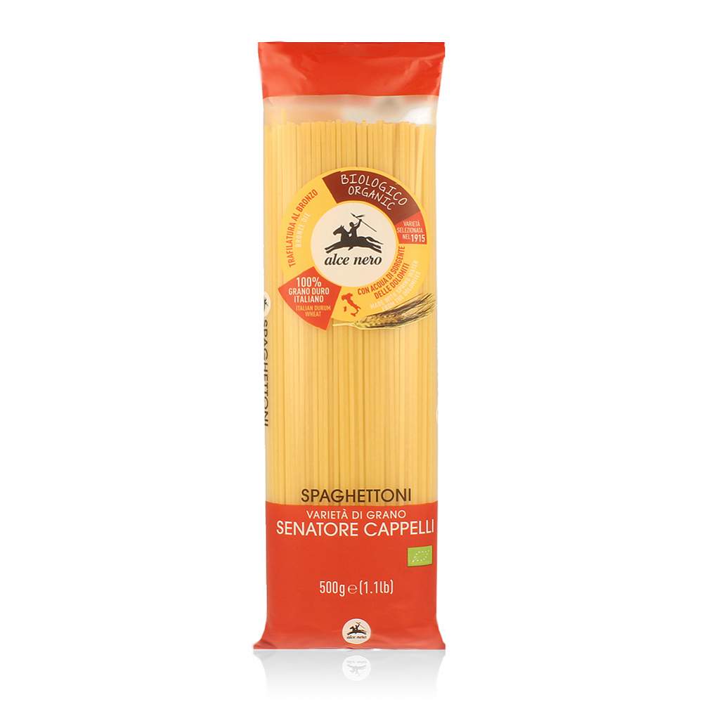 

Макароны Alce Nero spaghettoni из пшеничной муки семолины дурум senatore cappelli