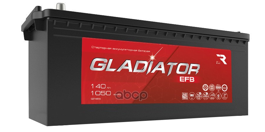 Аккумулятор Gladiator Efb 140 Ah, 1050 A, 513X189X223 Обр. Gladiator gef14030