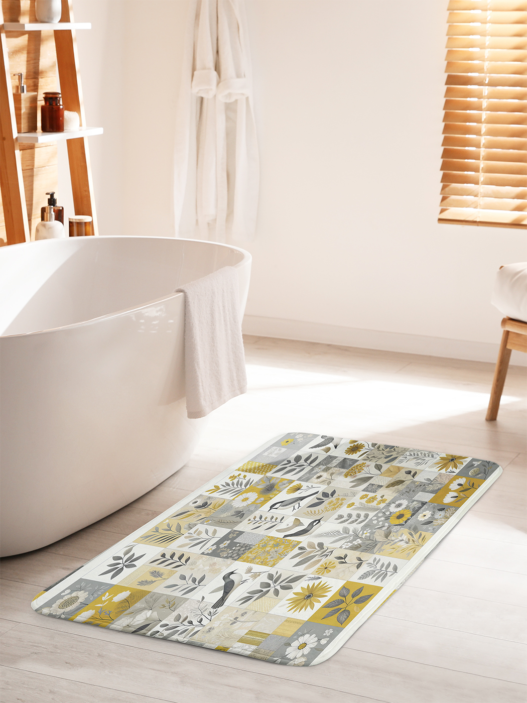 

Коврик для ванной туалета душа JoyArty "Птички в цветах", bath_sd2459_60x100
