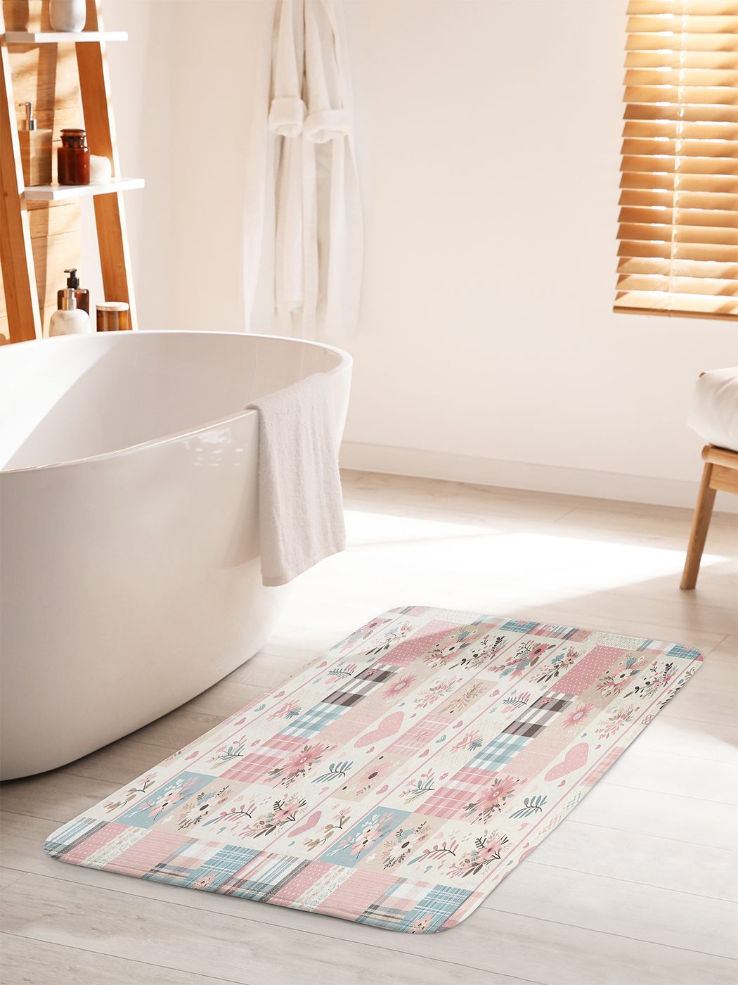 

Коврик для ванной туалета душа JoyArty "Нежные квадраты", bath_sd2446_60x100