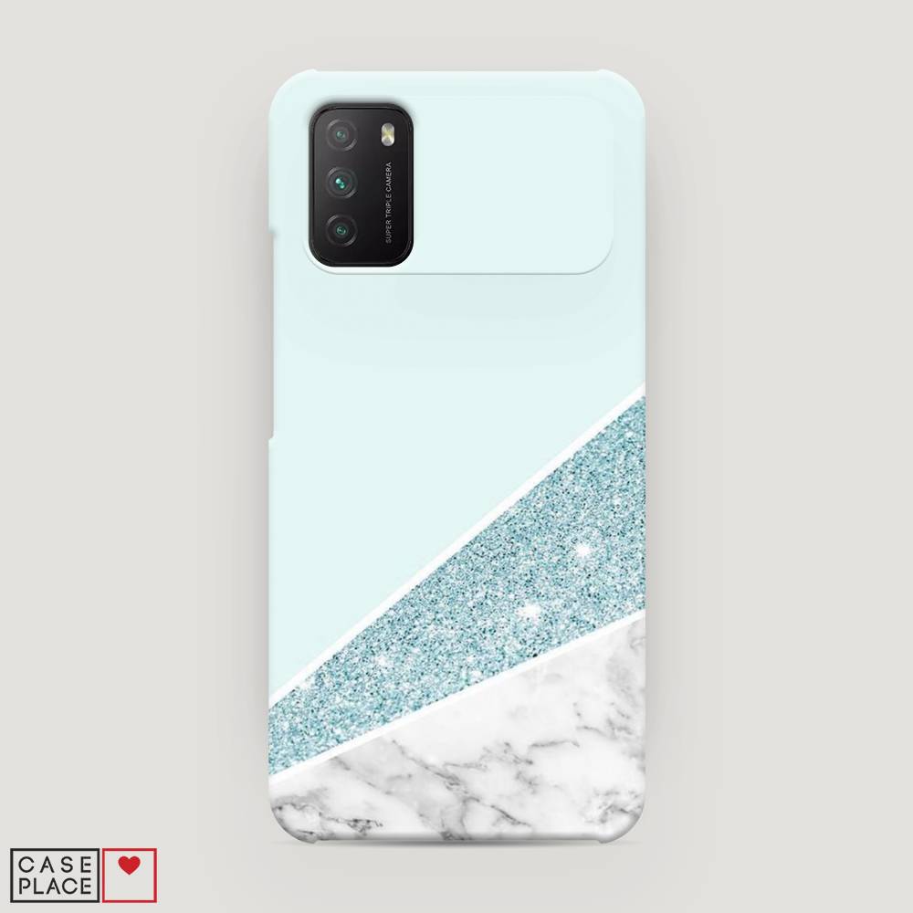 

Пластиковый чехол "Мрамор с голубыми блестками" на Xiaomi Poco M3, 39520-2