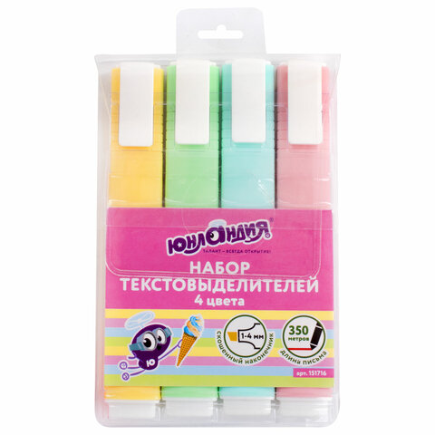 

Набор текстовыделителей 4 шт., АССОРТИ, COLORSTAR PASTEL, линия 1-4 мм, 151716, (2шт.), Разноцветный