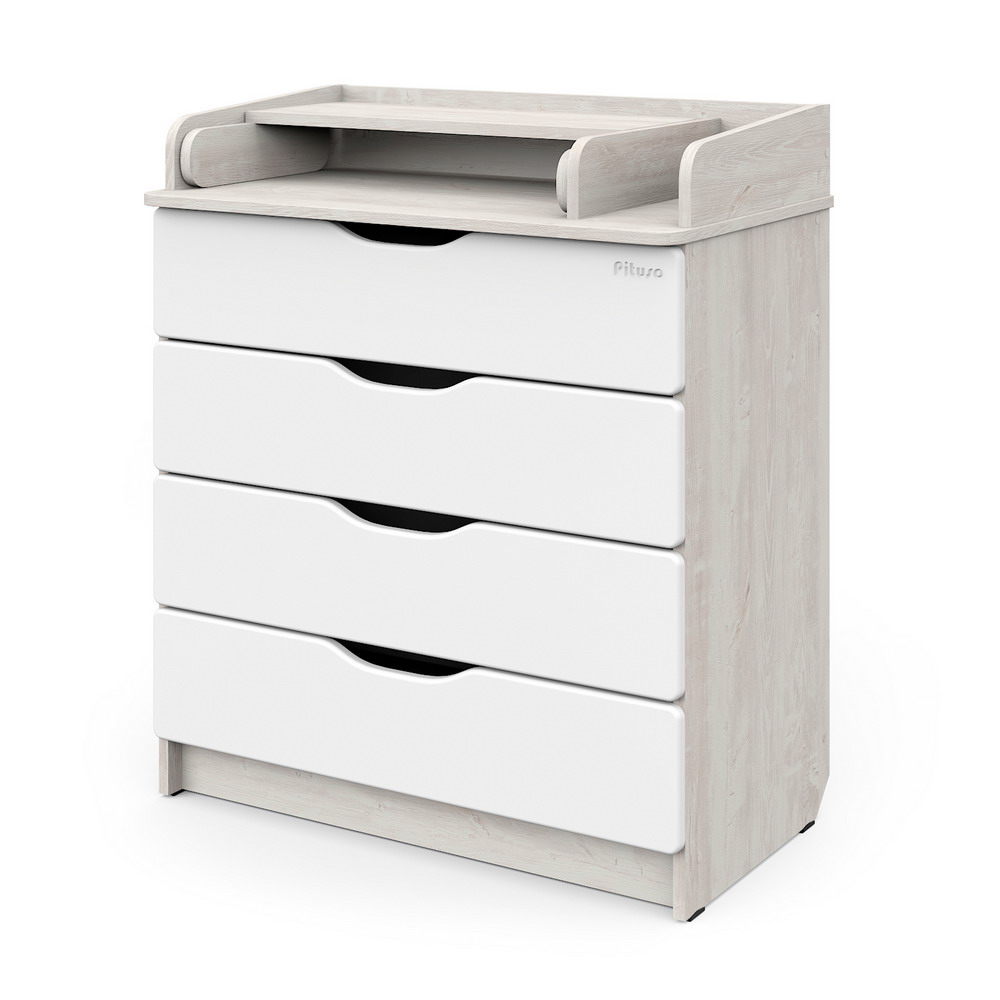 

Комод раскладной PITUSO Wood/ 804 ПВХ сосна касцина, 4 ящика, Белый