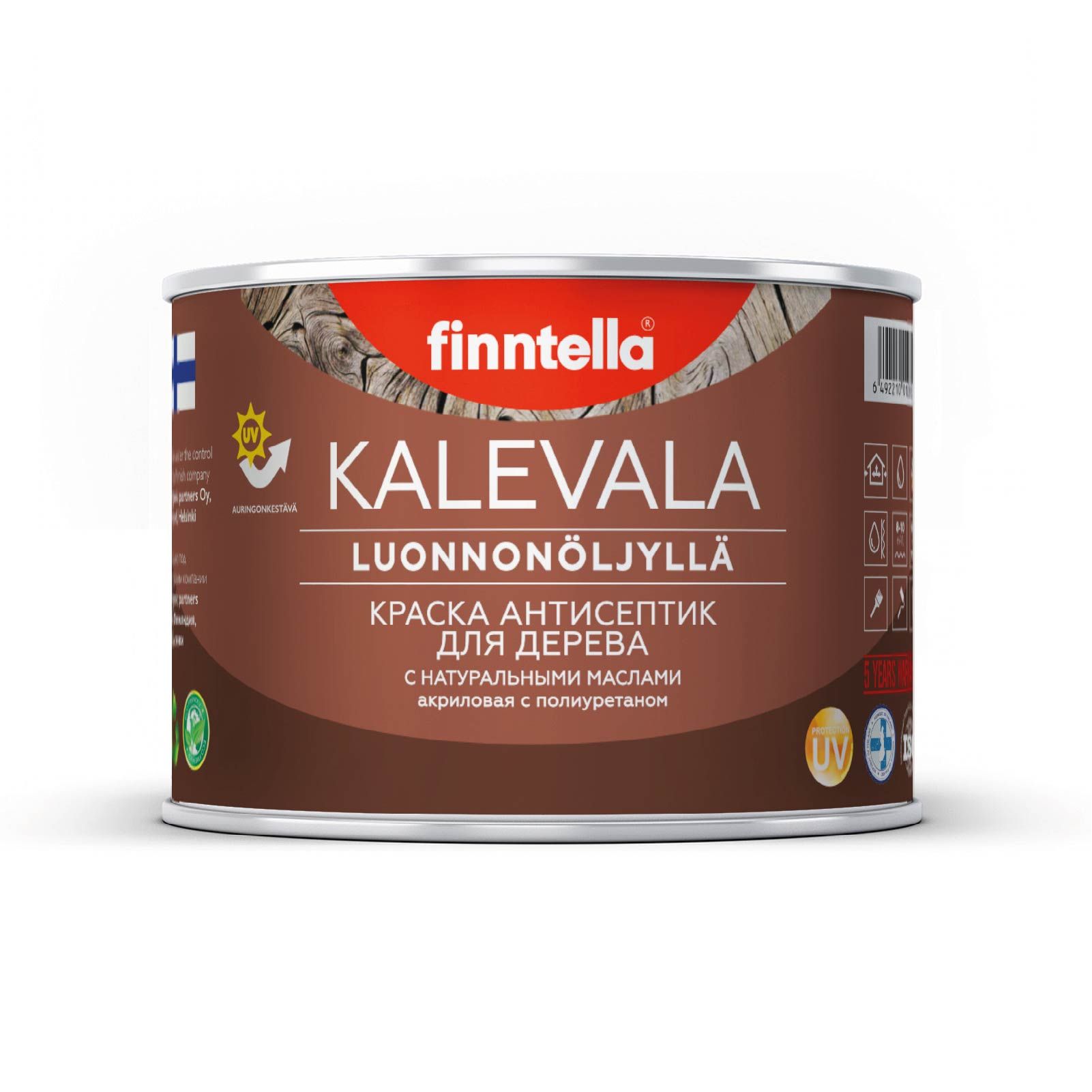 

Краска для дерева и деревянных фасадов FINNTELLA KALEVALA, с натуральным маслом и полиурет, Бежевый, KALEVALA NLC 0,45