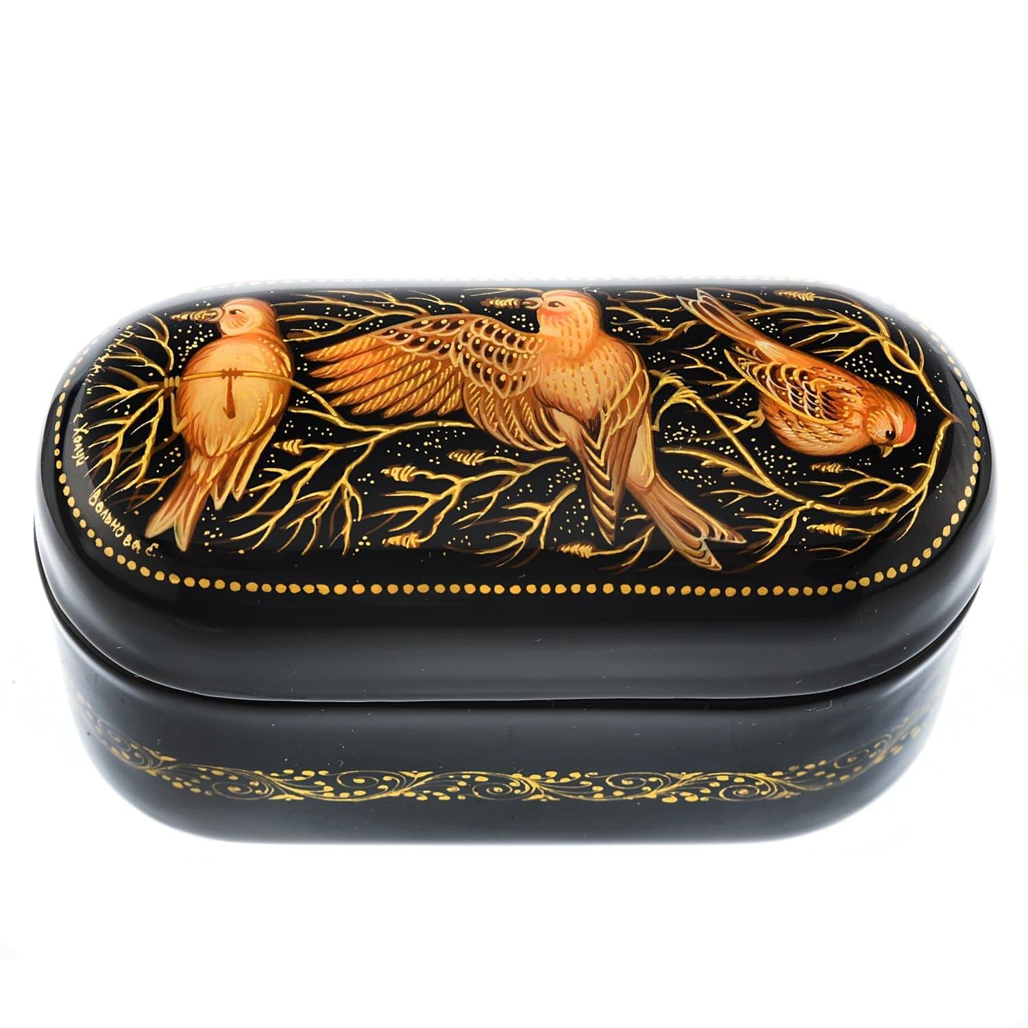 

Лаковая миниатюра шкатулка "Птички". Холуй