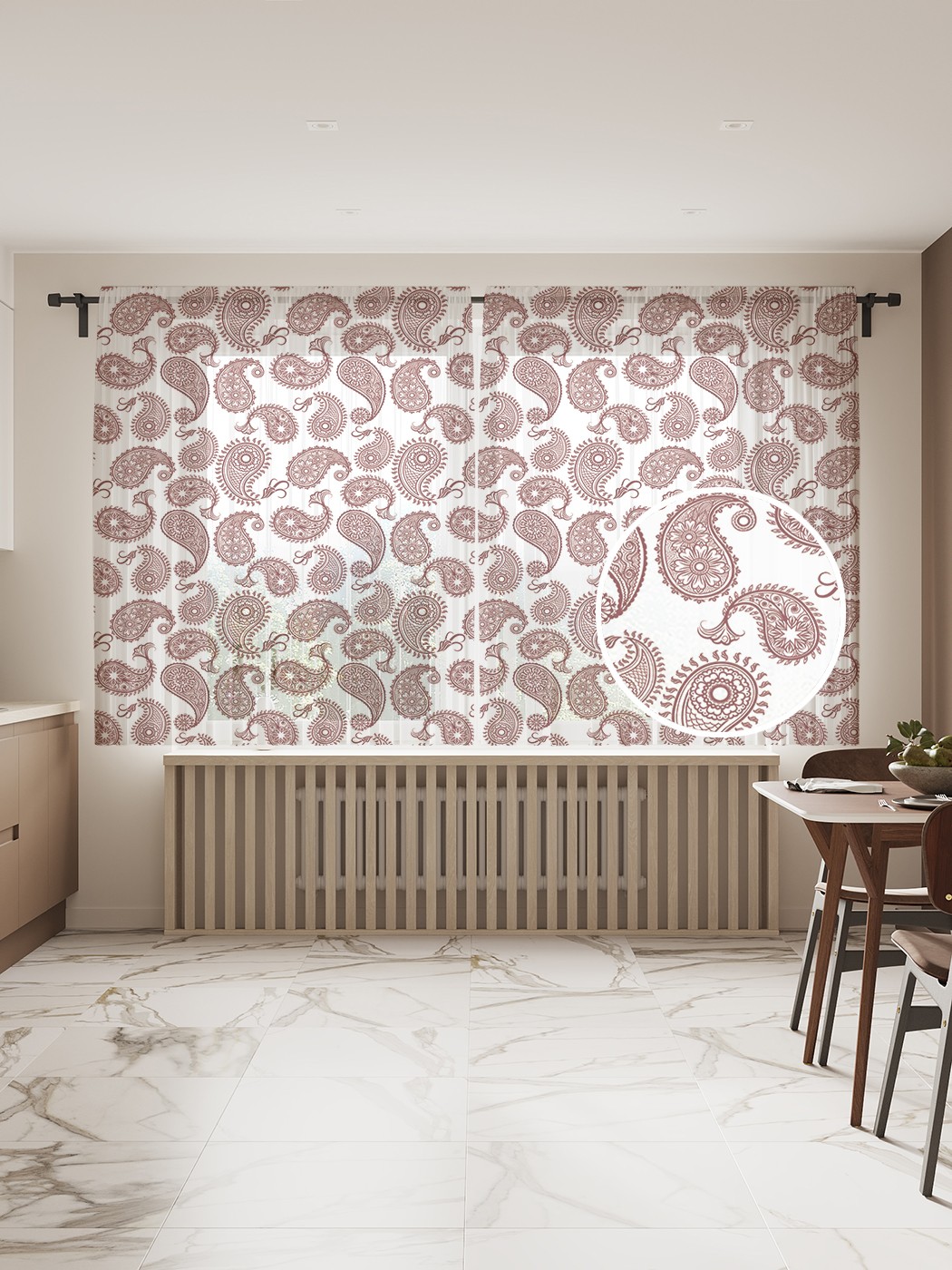 

Фототюль JoyArty "Пейсли с хвостом", 145x180 см (2 полотна со шторной лентой + 50 крючков), Пейсли с хвостом