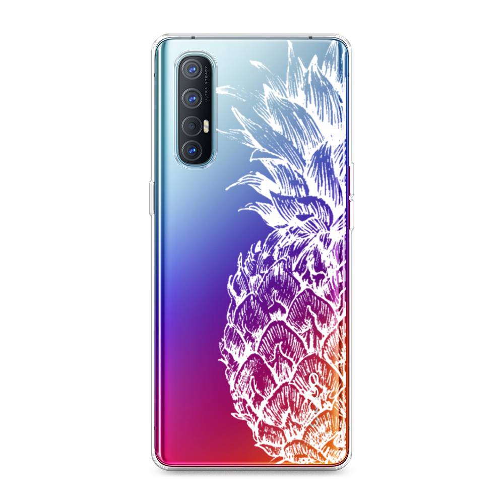 фото Силиконовый чехол "ананас графика белая" на oppo reno 3 pro awog