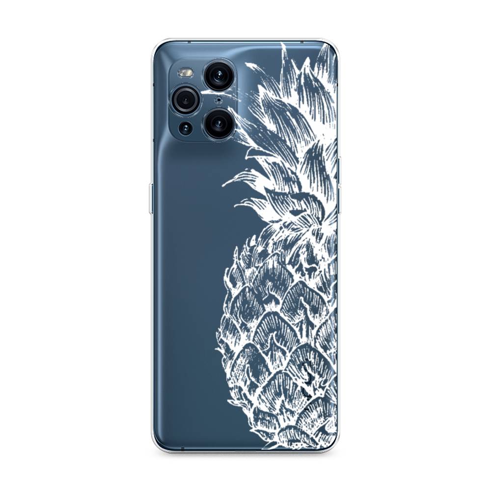 фото Силиконовый чехол "ананас графика белая" на oppo find x3 pro awog