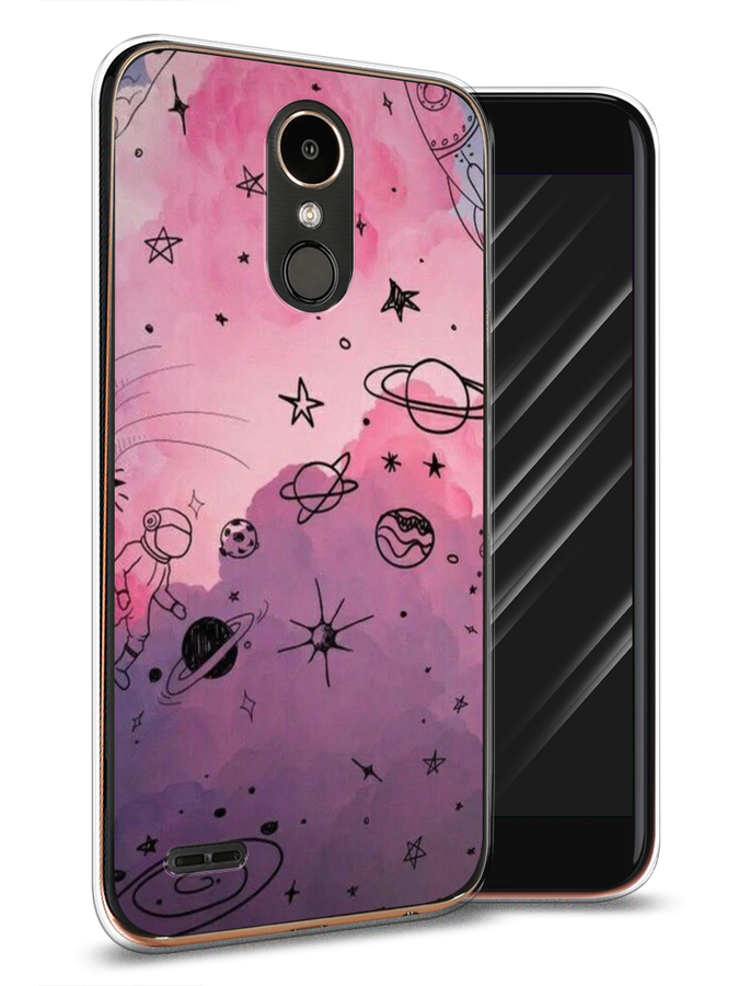 

Чехол Awog на LG K10 2017 "Радуга планет 3", Черный;розовый, 81350-4