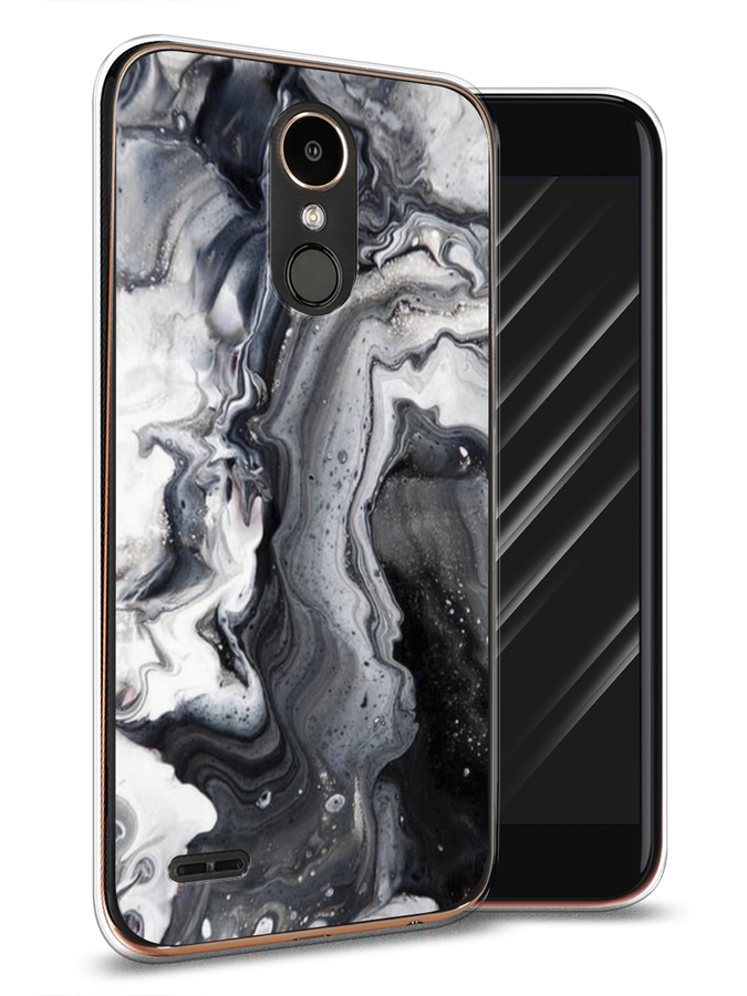 

Чехол Awog на LG K10 2017 "Бело-черные сложные полосы", Серый;серебристый;белый, 81350-3