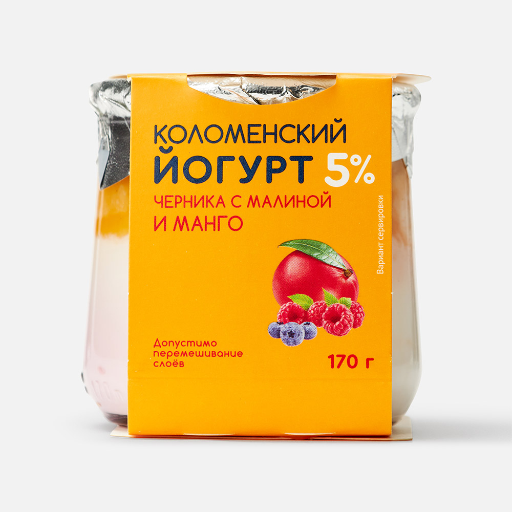 Йогурт Коломенский черника-малина-манго 5% 170 г