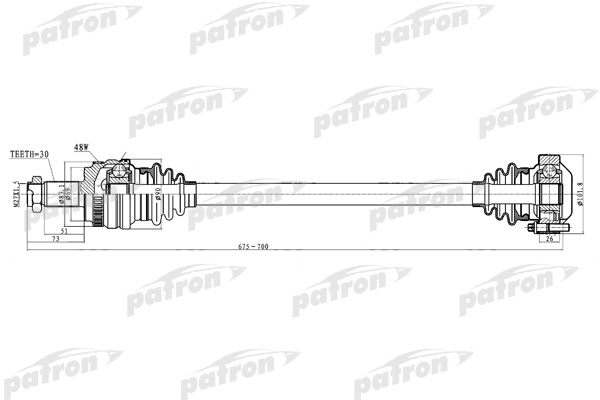 

Полуось задняя правая 30x686x69 BMW: X3 04- PATRON PDS0236