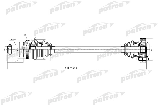 

Полуось задняя левая 30x645x69 ABS: 48T BMW: X3 04- PATRON PDS0237