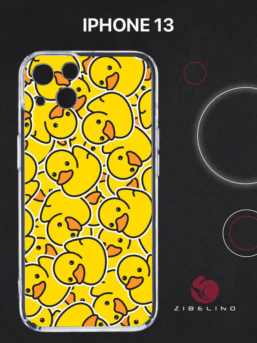 

Чехол для Apple iPhone 13 прозрачный с рисунком с защитой камеры, с принтом УТКА ПРИНТ, ZUTCP-IPH-13
