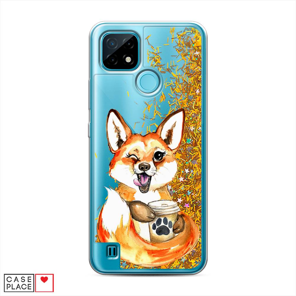 

Чехол Awog на Realme C21 "Подмигивающая лиса с кофе", Разноцветный, 254990-1