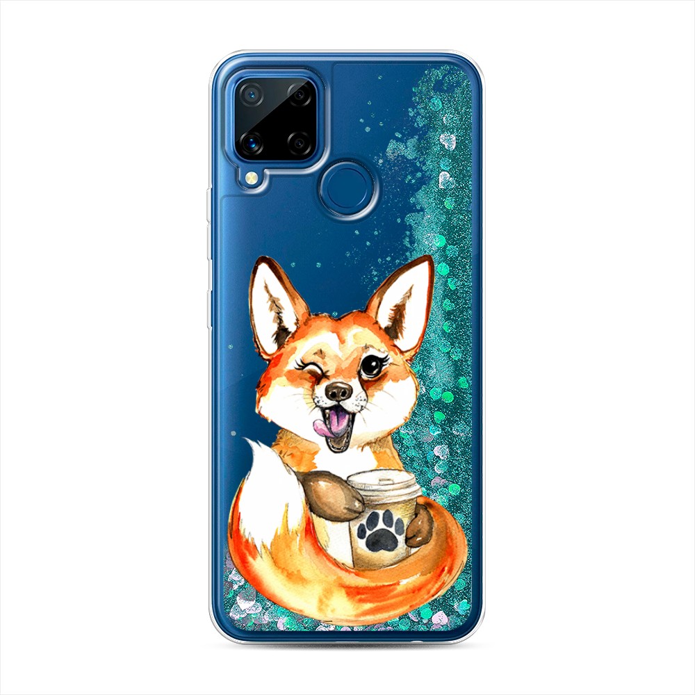 

Чехол Awog на Realme C15 "Подмигивающая лиса с кофе", 255095-1
