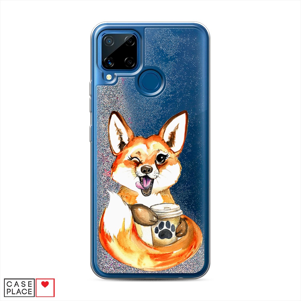 

Чехол Awog на Realme C15 "Подмигивающая лиса с кофе", Разноцветный, 255091-1