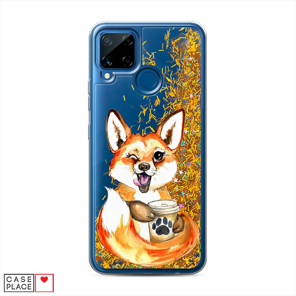 

Чехол Awog на Realme C15 "Подмигивающая лиса с кофе", Разноцветный, 255090-1