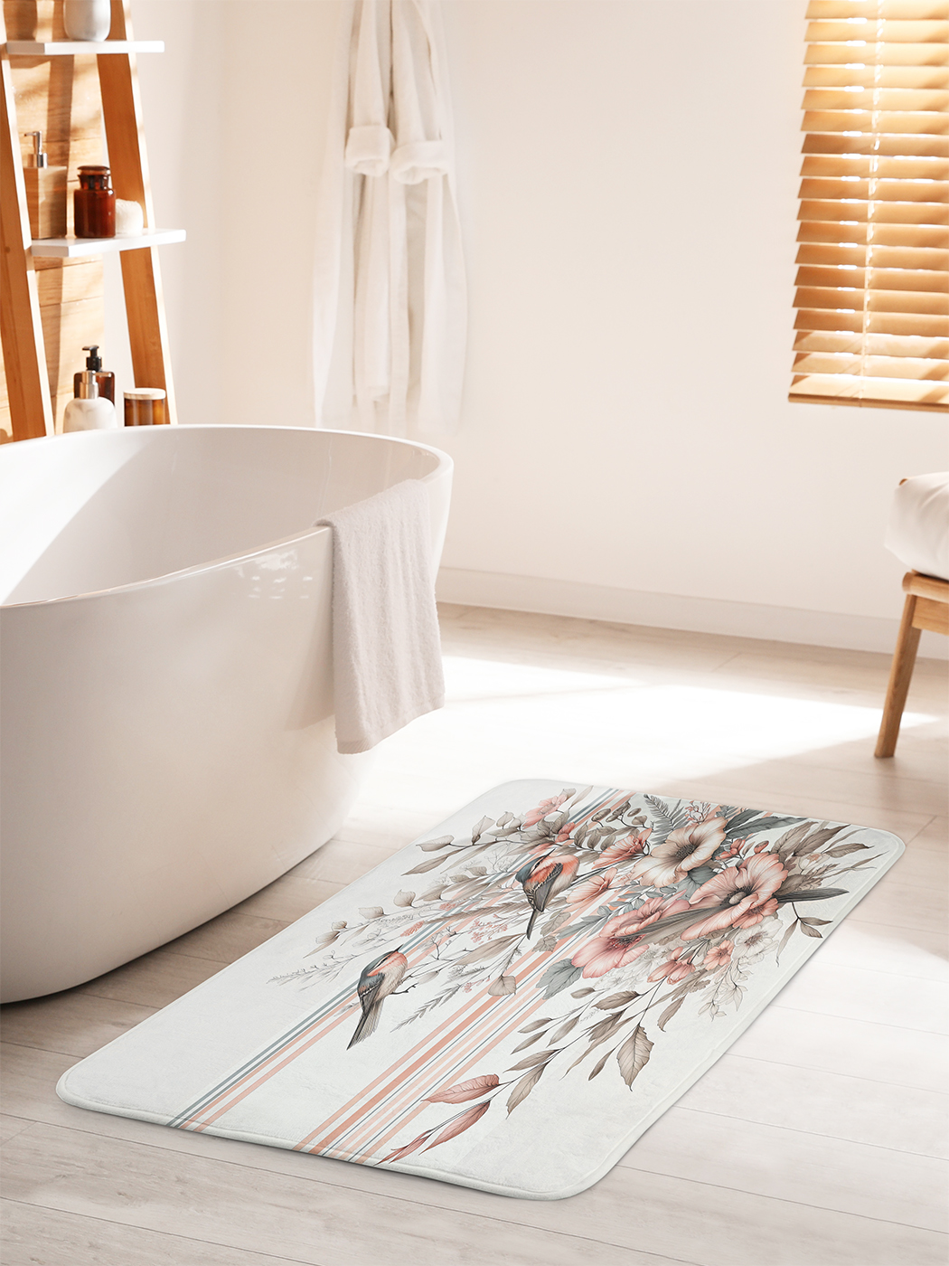

Коврик для ванной туалета душа JoyArty "Букет и птицы", bath_sd2264_60x100