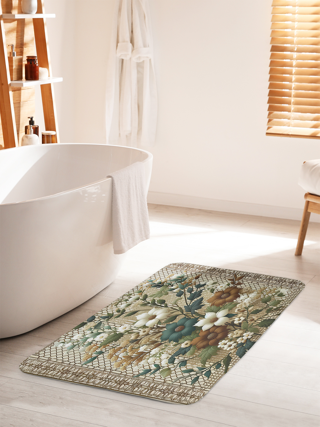 

Коврик для ванной туалета душа JoyArty "Вышивка цветов", bath_sd2258_60x100