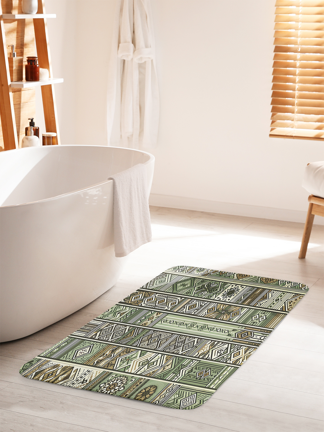 

Коврик для ванной туалета душа JoyArty "Зелёные узоры", bath_sd2212_60x100
