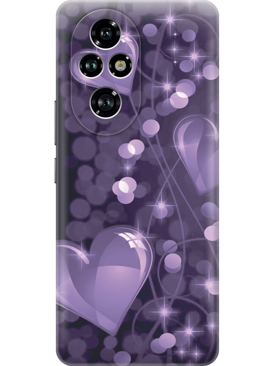 

Силиконовый чехол на Honor 200 pro с принтом "Любовь в фиолетовом цвете", Прозрачный;фиолетовый;черный, 783979691