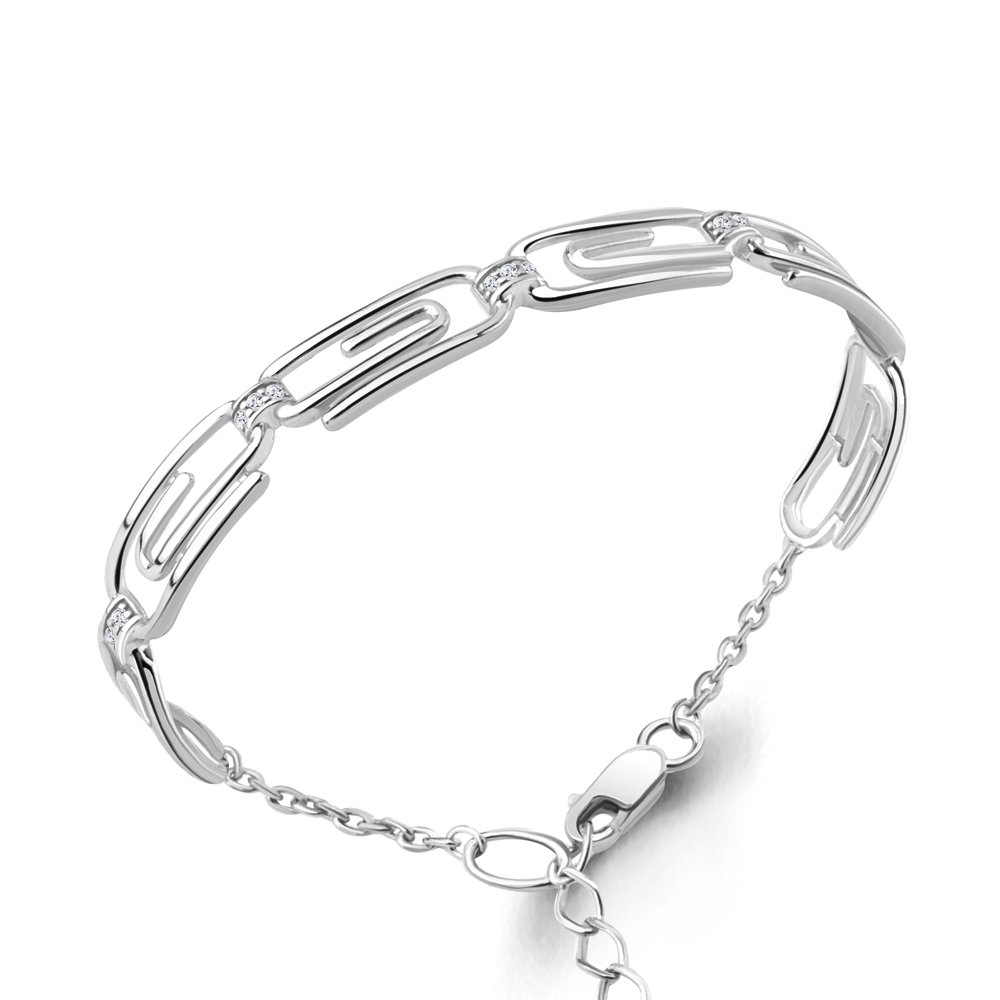 

Браслет из серебра с фианитом р.  Aquamarine 74679А_925_р, 74679А_925_р
