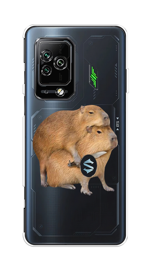 

Чехол на Xiaomi Black Shark 5 Pro "Капибара с ножом", Бежевый, 314150-1