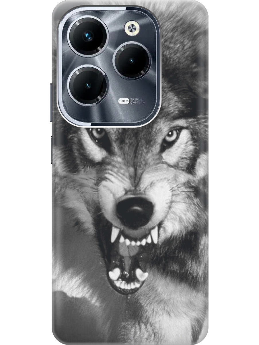 

Силиконовый чехол на Infinix Hot 40/Hot 40 Pro с рисунком "Волчий оскал", Серый;черный, 20011884