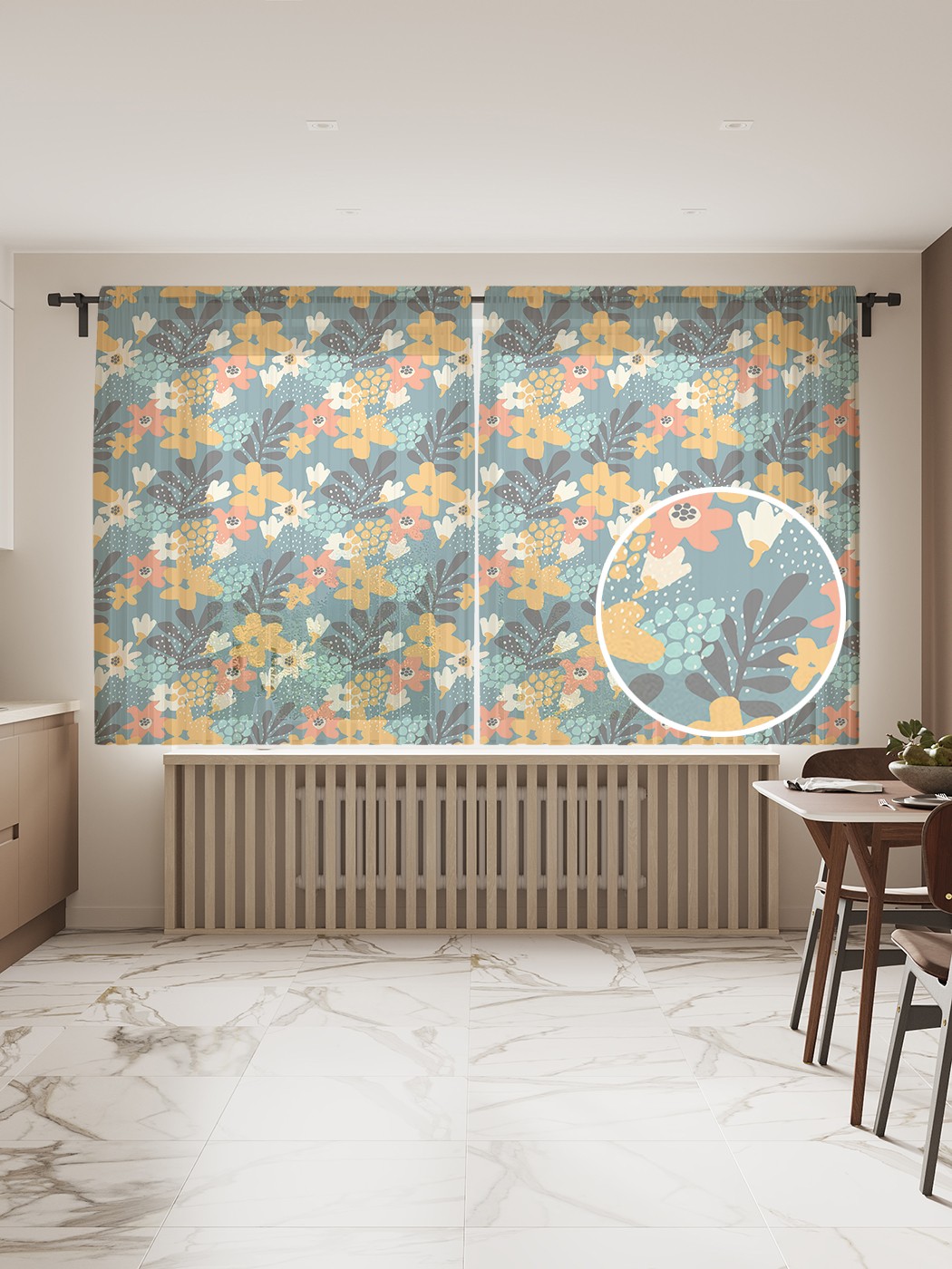 

Фототюль JoyArty "Поляна мелкоцветья" 145x180см (2 полотна со шторной лентой + 50 крючков), Поляна мелкоцветья