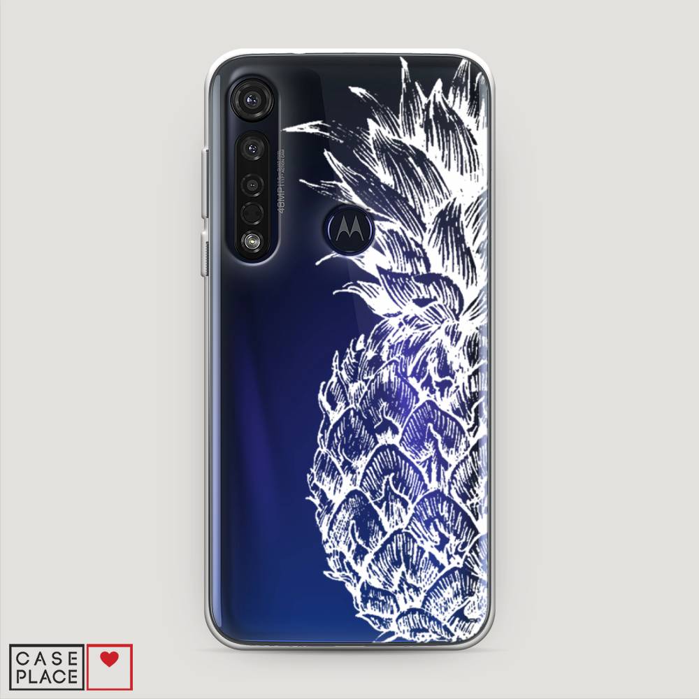 

Чехол Awog на Motorola Moto G8 Plus "Ананас графика белая", Разноцветный, 241450-10
