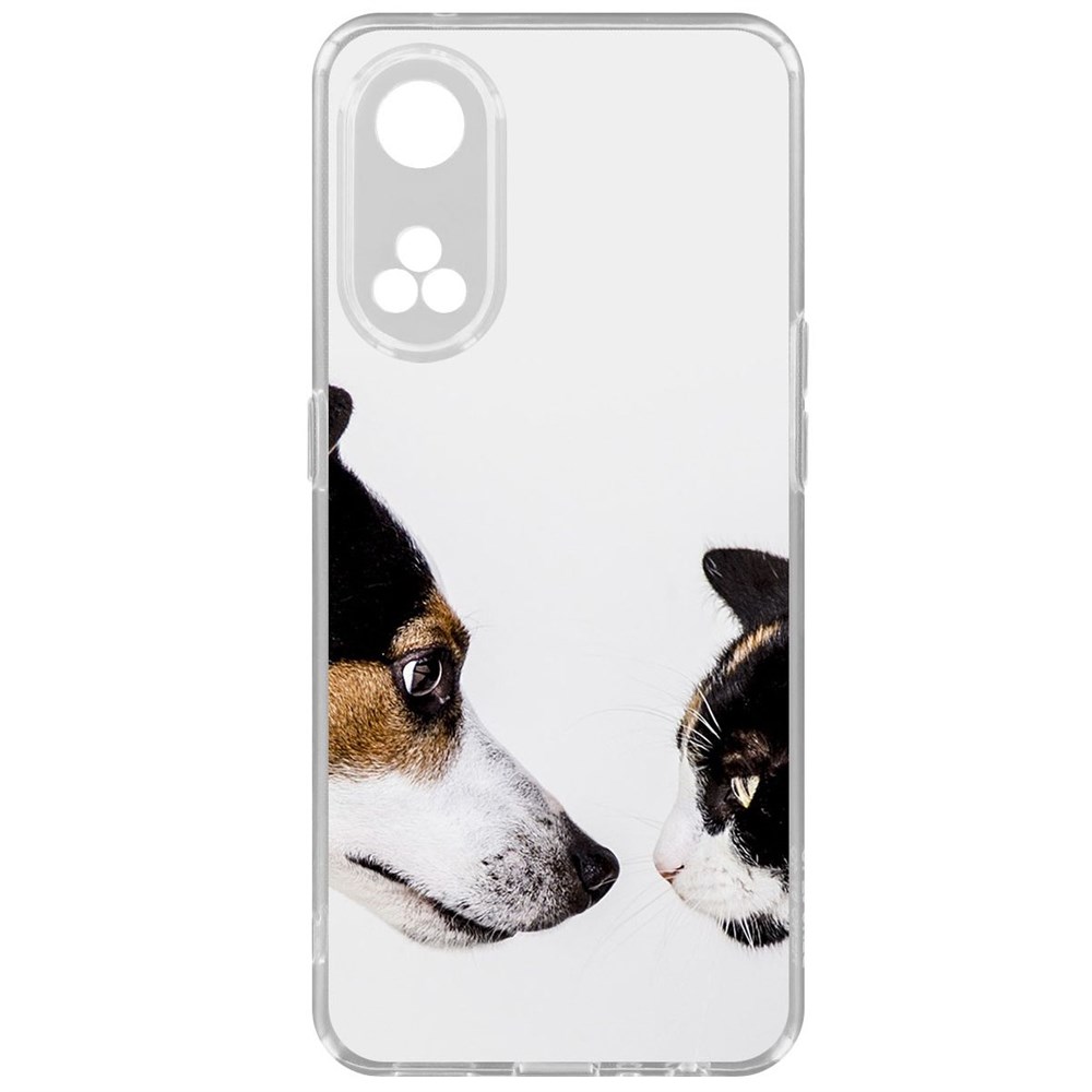 

Чехол-накладка Krutoff Clear Case Собаки против кошек для Oppo Reno8T, Прозрачный